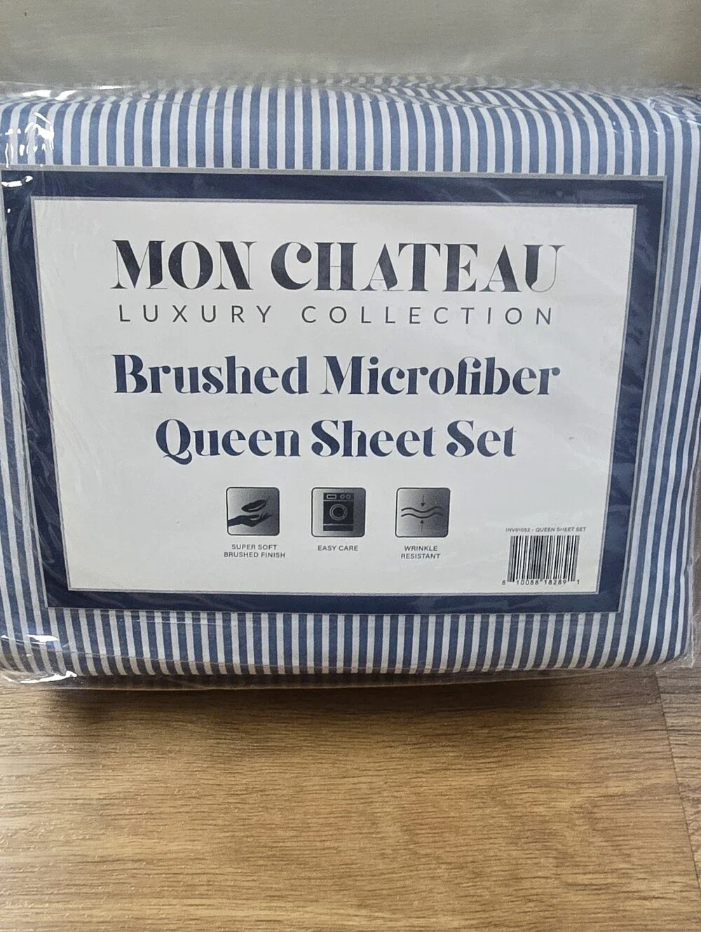 Chateau Navy and White Striped Queen Sheet Set